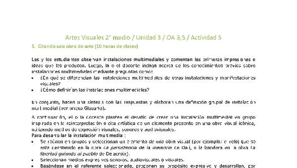 Artes Visuales 2 medio-Unidad 3-OA3;5-Actividad 5 Artes Visuales 2 medio-Unidad 3-OA3;5-Actividad 5