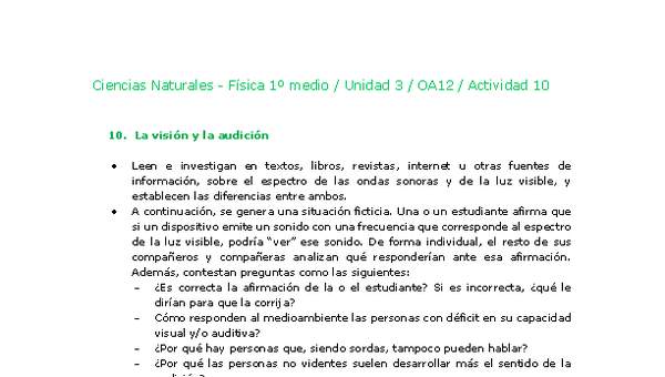 Ciencias Naturales 1 medio-Unidad 3-OA12-Actividad 10 Ciencias Naturales 1 medio-Unidad 3-OA12-Actividad 10