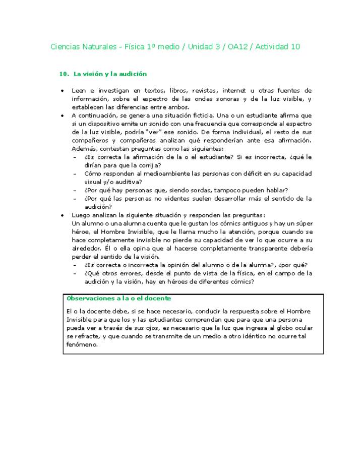 Ciencias Naturales 1 medio-Unidad 3-OA12-Actividad 10 Ciencias Naturales 1 medio-Unidad 3-OA12-Actividad 10
