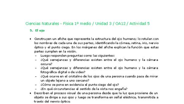 Ciencias Naturales 1 medio-Unidad 3-OA12-Actividad 5 Ciencias Naturales 1 medio-Unidad 3-OA12-Actividad 5