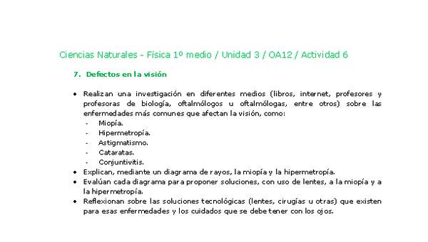 Ciencias Naturales 1 medio-Unidad 3-OA12-Actividad 6 Ciencias Naturales 1 medio-Unidad 3-OA12-Actividad 6