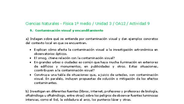 Ciencias Naturales 1 medio-Unidad 3-OA12-Actividad 9 Ciencias Naturales 1 medio-Unidad 3-OA12-Actividad 9