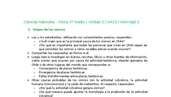 Ciencias Naturales 1 medio-Unidad 3-OA13-Actividad 2 Ciencias Naturales 1 medio-Unidad 3-OA13-Actividad 2