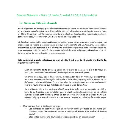 Ciencias Naturales 1 medio-Unidad 3-OA13-Actividad 6 Ciencias Naturales 1 medio-Unidad 3-OA13-Actividad 6