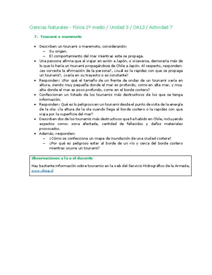 Ciencias Naturales 1 medio-Unidad 3-OA13-Actividad 7 Ciencias Naturales 1 medio-Unidad 3-OA13-Actividad 7