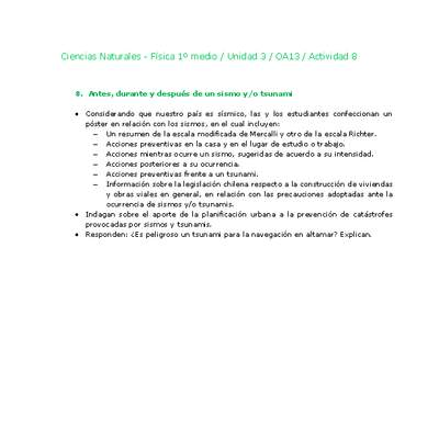 Ciencias Naturales 1 medio-Unidad 3-OA13-Actividad 8 Ciencias Naturales 1 medio-Unidad 3-OA13-Actividad 8