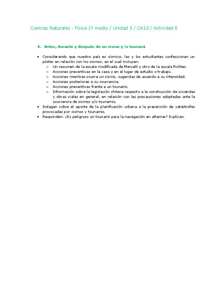 Ciencias Naturales 1 medio-Unidad 3-OA13-Actividad 8 Ciencias Naturales 1 medio-Unidad 3-OA13-Actividad 8