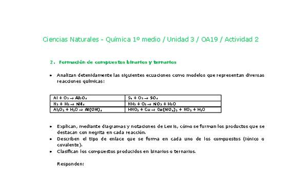 Ciencias Naturales 1 medio-Unidad 3-OA19-Actividad 2 Ciencias Naturales 1 medio-Unidad 3-OA19-Actividad 2