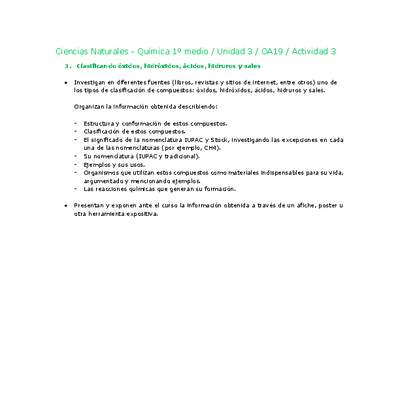 Ciencias Naturales 1 medio-Unidad 3-OA19-Actividad 3 Ciencias Naturales 1 medio-Unidad 3-OA19-Actividad 3