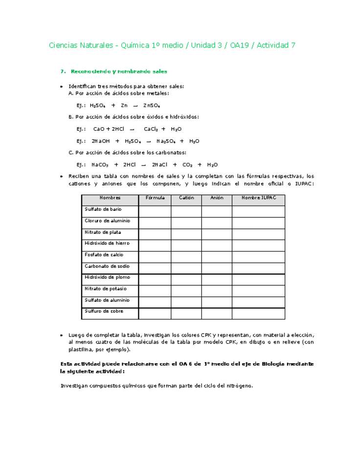 Ciencias Naturales 1 medio-Unidad 3-OA19-Actividad 7 Ciencias Naturales 1 medio-Unidad 3-OA19-Actividad 7