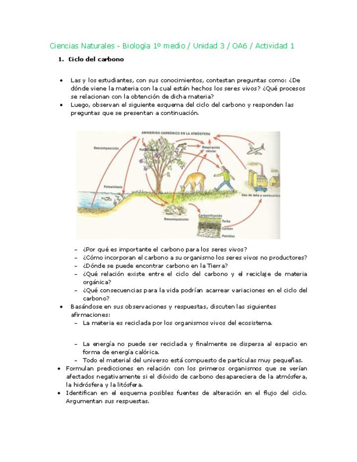 Ciencias Naturales 1 medio-Unidad 3-OA6-Actividad 1 Ciencias Naturales 1 medio-Unidad 3-OA6-Actividad 1