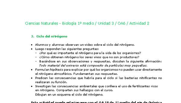 Ciencias Naturales 1 medio-Unidad 3-OA6-Actividad 2 Ciencias Naturales 1 medio-Unidad 3-OA6-Actividad 2