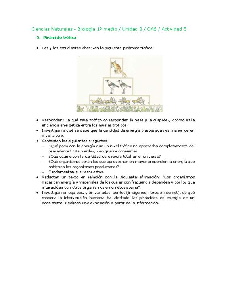 Ciencias Naturales 1 medio-Unidad 3-OA6-Actividad 5 Ciencias Naturales 1 medio-Unidad 3-OA6-Actividad 5