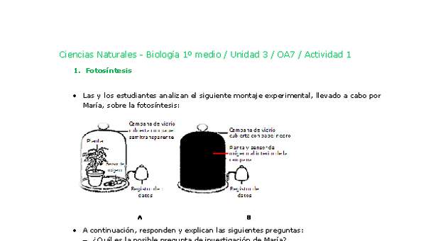 Ciencias Naturales 1 medio-Unidad 3-OA7-Actividad 1 Ciencias Naturales 1 medio-Unidad 3-OA7-Actividad 1