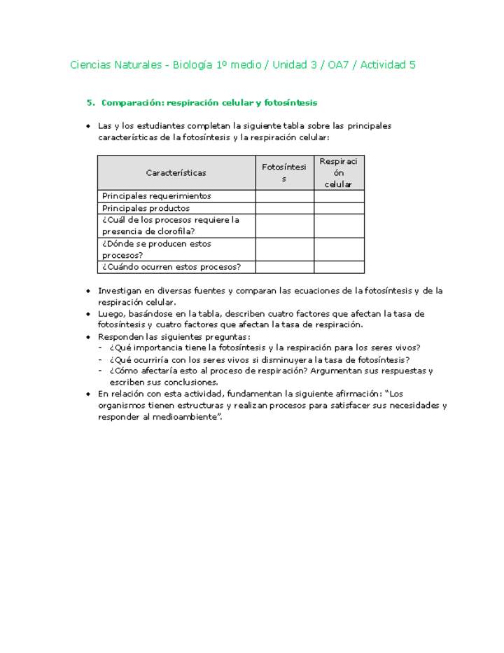 Ciencias Naturales 1 medio-Unidad 3-OA7-Actividad 5 Ciencias Naturales 1 medio-Unidad 3-OA7-Actividad 5