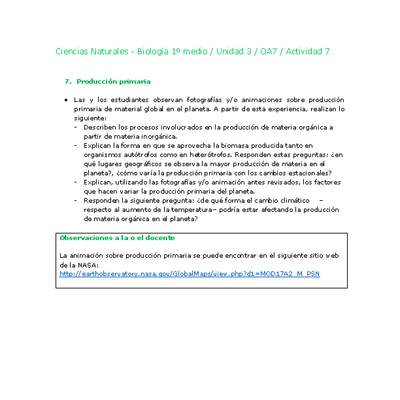 Ciencias Naturales 1 medio-Unidad 3-OA7-Actividad 7 Ciencias Naturales 1 medio-Unidad 3-OA7-Actividad 7