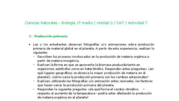 Ciencias Naturales 1 medio-Unidad 3-OA7-Actividad 7 Ciencias Naturales 1 medio-Unidad 3-OA7-Actividad 7
