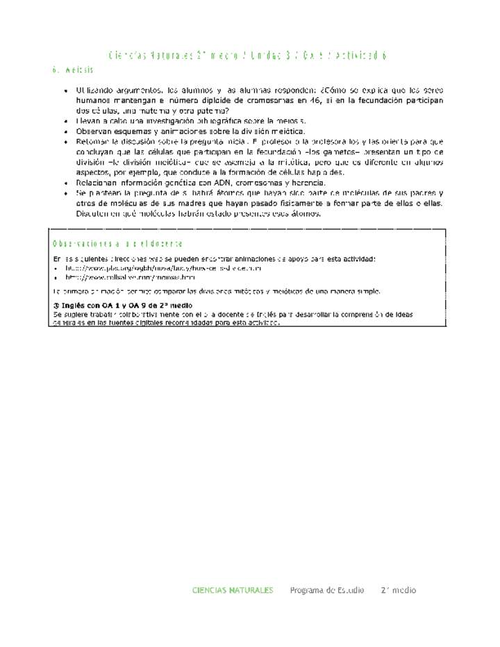 Ciencias Naturales 2 medio-Unidad 3-OA6-Actividad 6 Ciencias Naturales 2 medio-Unidad 3-OA6-Actividad 6