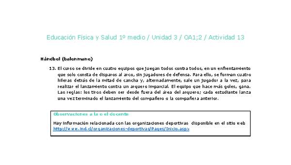 Educación Física 1 medio-Unidad 3-OA1;2-Actividad 13 Educación Física 1 medio-Unidad 3-OA1;2-Actividad 13