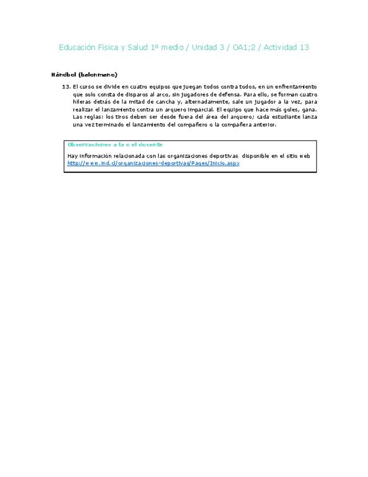 Educación Física 1 medio-Unidad 3-OA1;2-Actividad 13