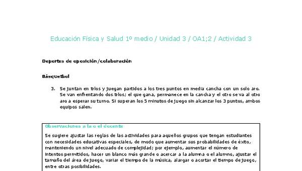 Educación Física 1 medio-Unidad 3-OA1;2-Actividad 3 Educación Física 1 medio-Unidad 3-OA1;2-Actividad 3