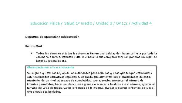 Educación Física 1 medio-Unidad 3-OA1;2-Actividad 4 Educación Física 1 medio-Unidad 3-OA1;2-Actividad 4
