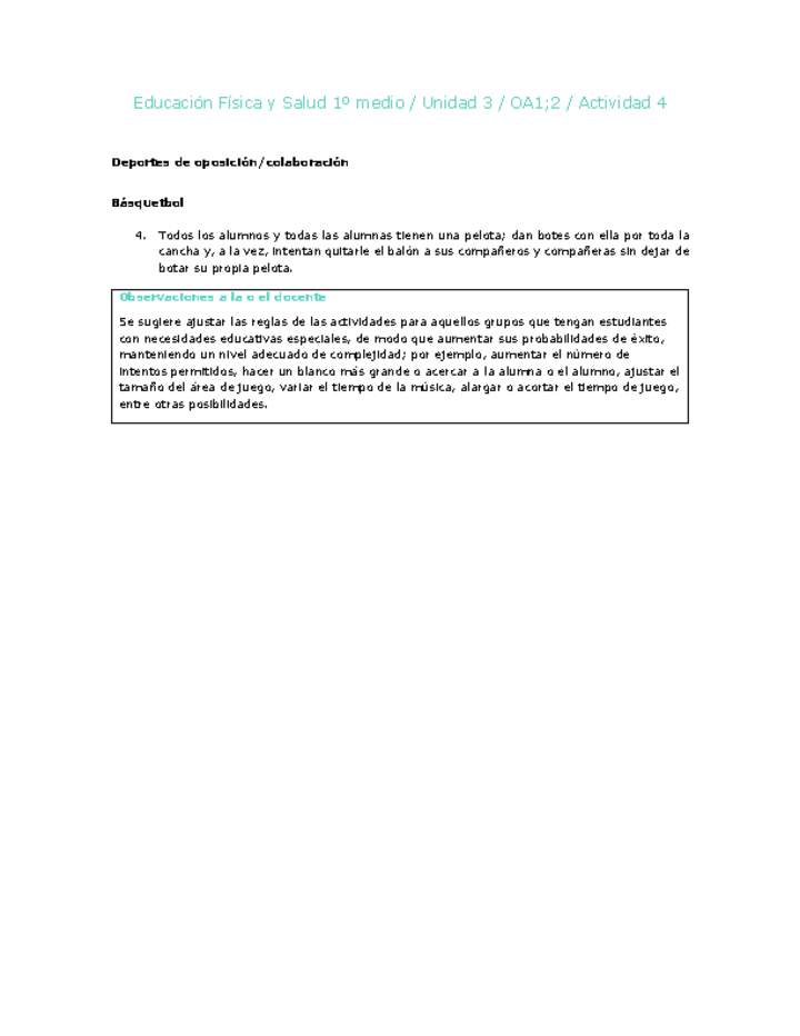 Educación Física 1 medio-Unidad 3-OA1;2-Actividad 4 Educación Física 1 medio-Unidad 3-OA1;2-Actividad 4