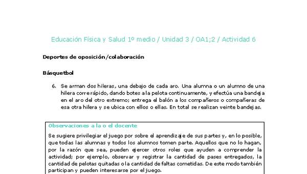 Educación Física 1 medio-Unidad 3-OA1;2-Actividad 6 Educación Física 1 medio-Unidad 3-OA1;2-Actividad 6