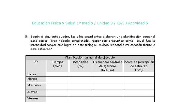 Educación Física 1 medio-Unidad 3-OA3-Actividad 5 Educación Física 1 medio-Unidad 3-OA3-Actividad 5