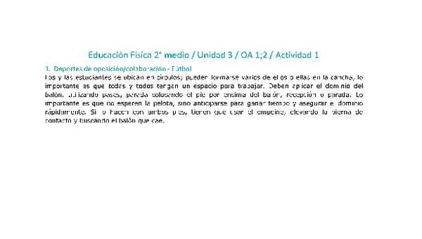 Educación Física 2 medio-Unidad 3-OA1;2-Actividad 1 Educación Física 2 medio-Unidad 3-OA1;2-Actividad 1