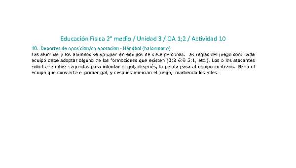 Educación Física 2 medio-Unidad 3-OA1;2-Actividad 10 Educación Física 2 medio-Unidad 3-OA1;2-Actividad 10