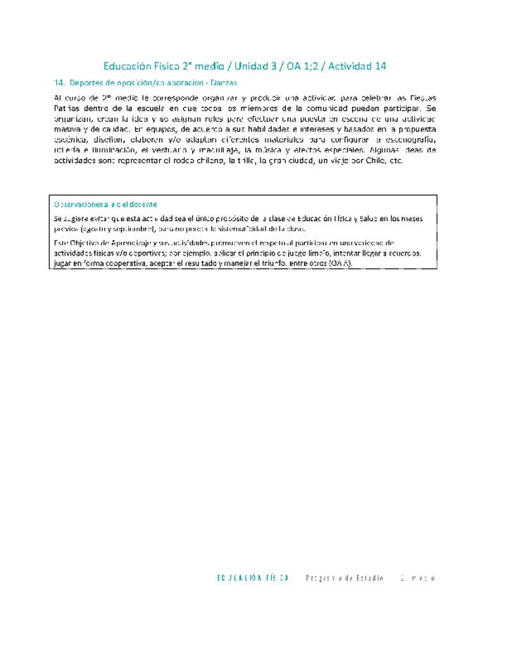 Educación Física 2 medio-Unidad 3-OA1;2-Actividad 14 Educación Física 2 medio-Unidad 3-OA1;2-Actividad 14