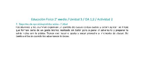 Educación Física 2 medio-Unidad 3-OA1;2-Actividad 2 Educación Física 2 medio-Unidad 3-OA1;2-Actividad 2