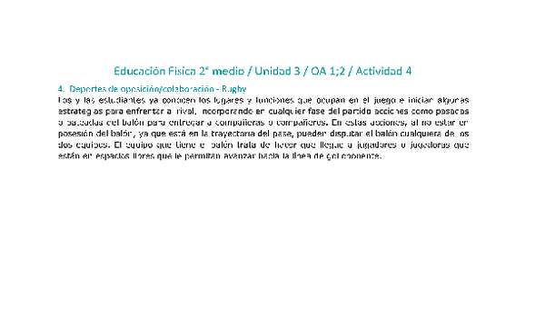 Educación Física 2 medio-Unidad 3-OA1;2-Actividad 4 Educación Física 2 medio-Unidad 3-OA1;2-Actividad 4