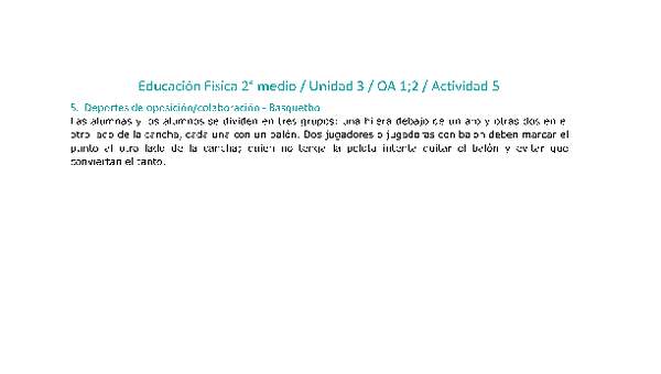 Educación Física 2 medio-Unidad 3-OA1;2-Actividad 5 Educación Física 2 medio-Unidad 3-OA1;2-Actividad 5