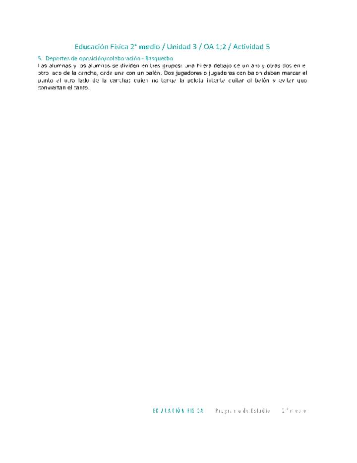 Educación Física 2 medio-Unidad 3-OA1;2-Actividad 5 Educación Física 2 medio-Unidad 3-OA1;2-Actividad 5