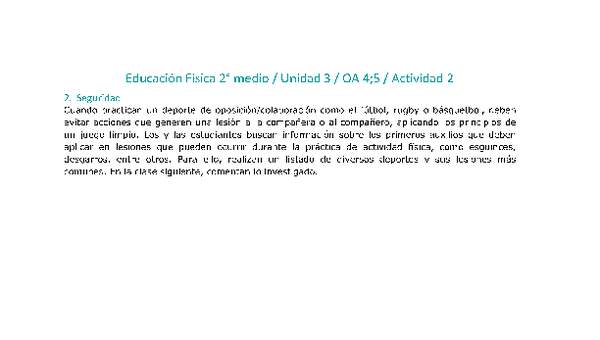 Educación Física 2 medio-Unidad 3-OA4;5-Actividad 2 Educación Física 2 medio-Unidad 3-OA4;5-Actividad 2