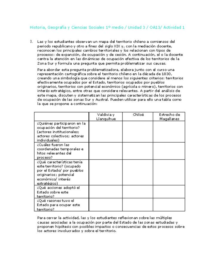 Historia 1 medio-Unidad 3-OA13-Actividad 1 Historia 1 medio-Unidad 3-OA13-Actividad 1