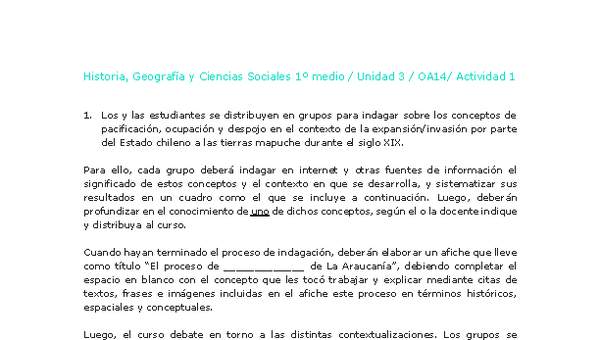 Historia 1 medio-Unidad 3-OA14-Actividad 1 Historia 1 medio-Unidad 3-OA14-Actividad 1