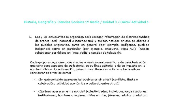 Historia 1 medio-Unidad 3-OA24-Actividad 1 Historia 1 medio-Unidad 3-OA24-Actividad 1
