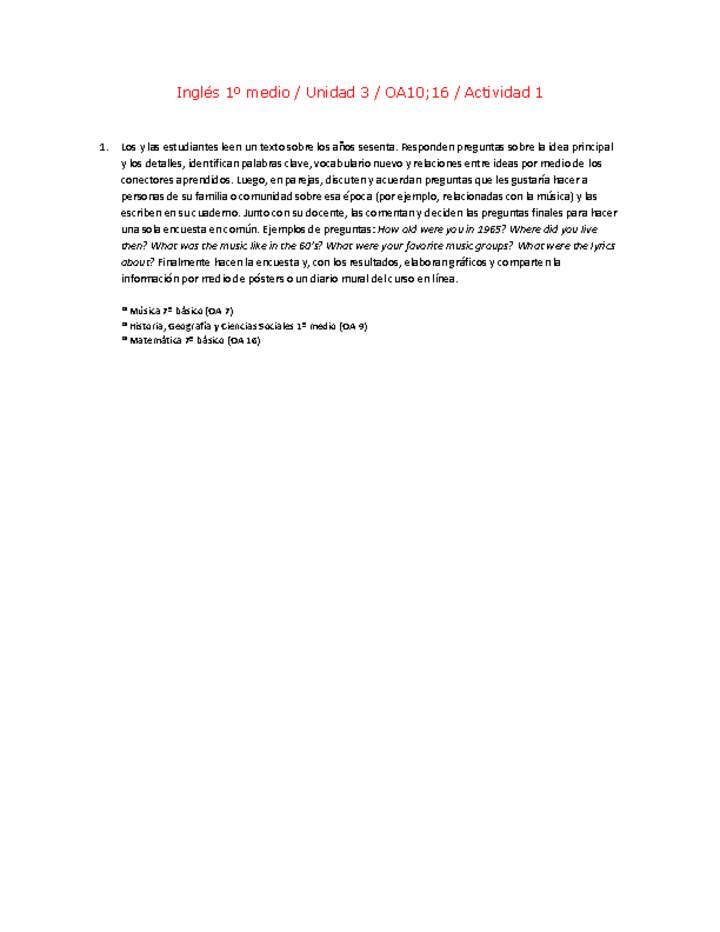 Inglés 1 medio-Unidad 3-OA10;16-Actividad 1 Inglés 1 medio-Unidad 3-OA10;16-Actividad 1