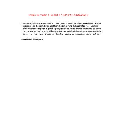 Inglés 1 medio-Unidad 3-OA10;16-Actividad 2 Inglés 1 medio-Unidad 3-OA10;16-Actividad 2