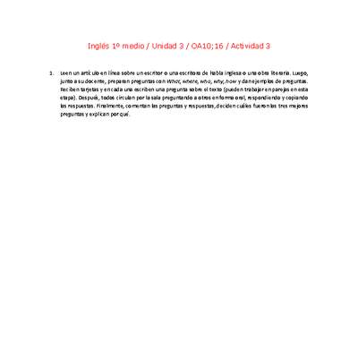 Inglés 1 medio-Unidad 3-OA10;16-Actividad 3 Inglés 1 medio-Unidad 3-OA10;16-Actividad 3