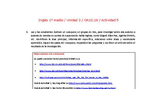 Inglés 1 medio-Unidad 3-OA10;16-Actividad 5 Inglés 1 medio-Unidad 3-OA10;16-Actividad 5
