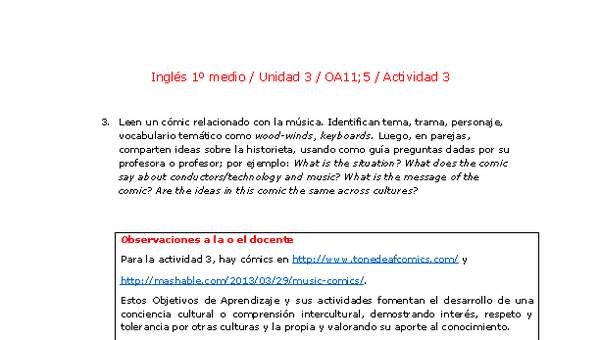 Inglés 1 medio-Unidad 3-OA11;5-Actividad 3 Inglés 1 medio-Unidad 3-OA11;5-Actividad 3
