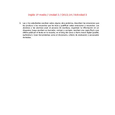 Inglés 1 medio-Unidad 3-OA13;14-Actividad 3 Inglés 1 medio-Unidad 3-OA13;14-Actividad 3