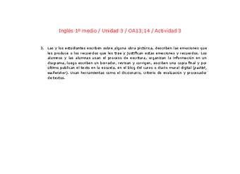 Inglés 1 medio-Unidad 3-OA13;14-Actividad 3 Inglés 1 medio-Unidad 3-OA13;14-Actividad 3