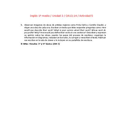 Inglés 1 medio-Unidad 3-OA13;14-Actividad 5 Inglés 1 medio-Unidad 3-OA13;14-Actividad 5