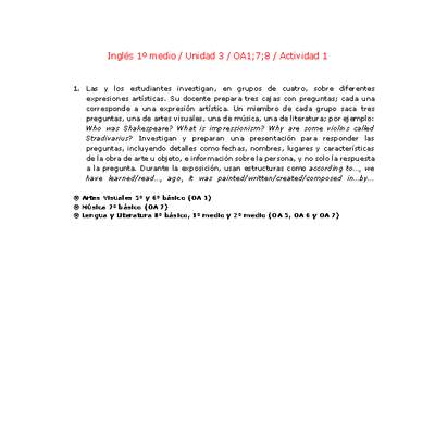 Inglés 1 medio-Unidad 3-OA1;7;8-Actividad 1 Inglés 1 medio-Unidad 3-OA1;7;8-Actividad 1