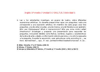 Inglés 1 medio-Unidad 3-OA1;7;8-Actividad 1 Inglés 1 medio-Unidad 3-OA1;7;8-Actividad 1